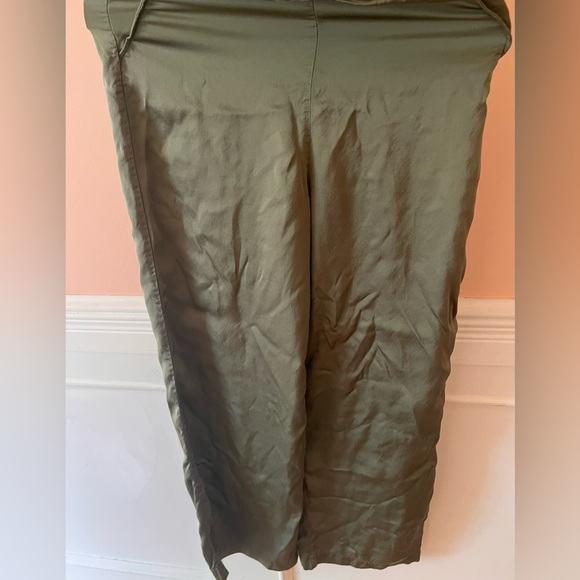 Zara green satin flare pants size medium high waisted - Picture 7 of 13